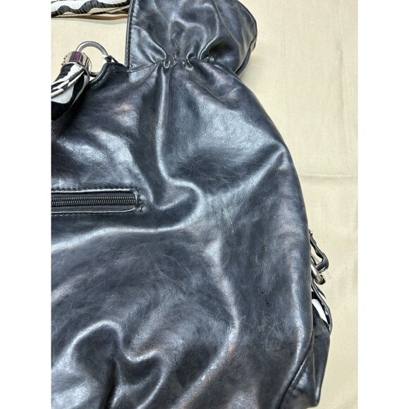 Vintage Y2K Zebra Print Ruffle Handbag Studded Hobo Bag Retro McBling Aesthetic - Picture 8 of 12